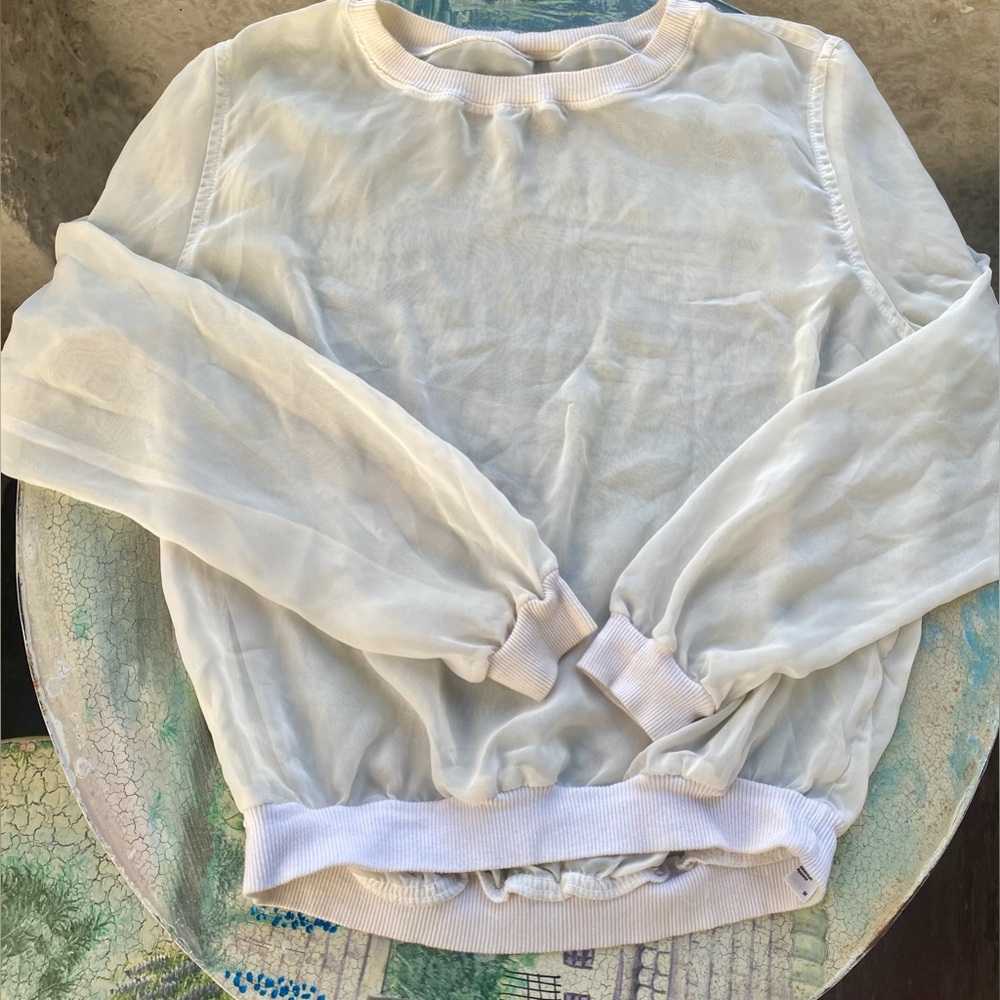 American apparel chiffon cropped long sleeved top blouse M Vintage RARE
